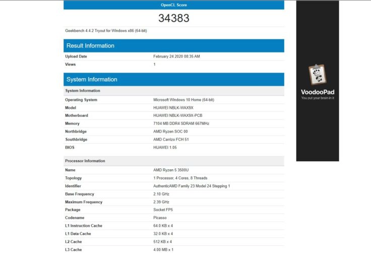 Geekbench 4 OpenCL Grafik Benchmark