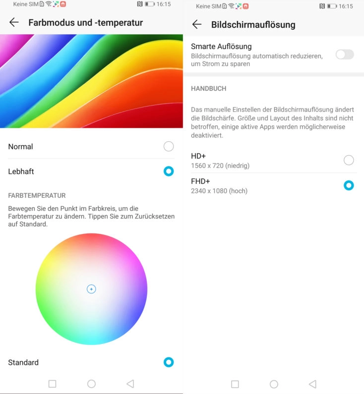 Honor 9X Pro Displayeinstellungen