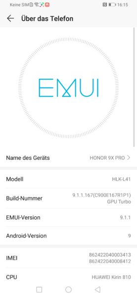 Honor 9X Pro EMUI