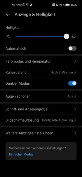 Huawei P40 Lite Displayeinstellungen