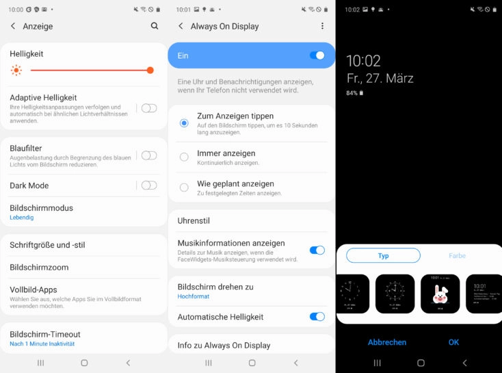 Samsung Galaxy A51 Always On Displayeinstellungen