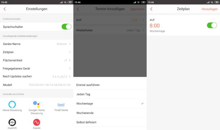 Tesvor M1 Saugroboter WeBack App Einstellungen