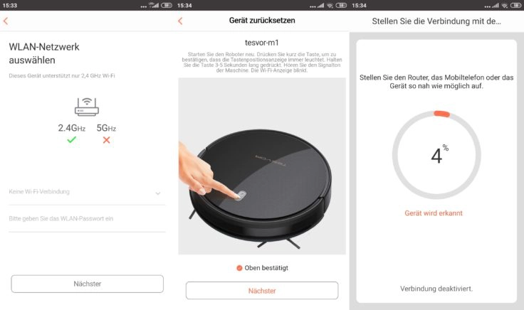 Tesvor M1 Saugroboter WeBack App Verbindung WLAN