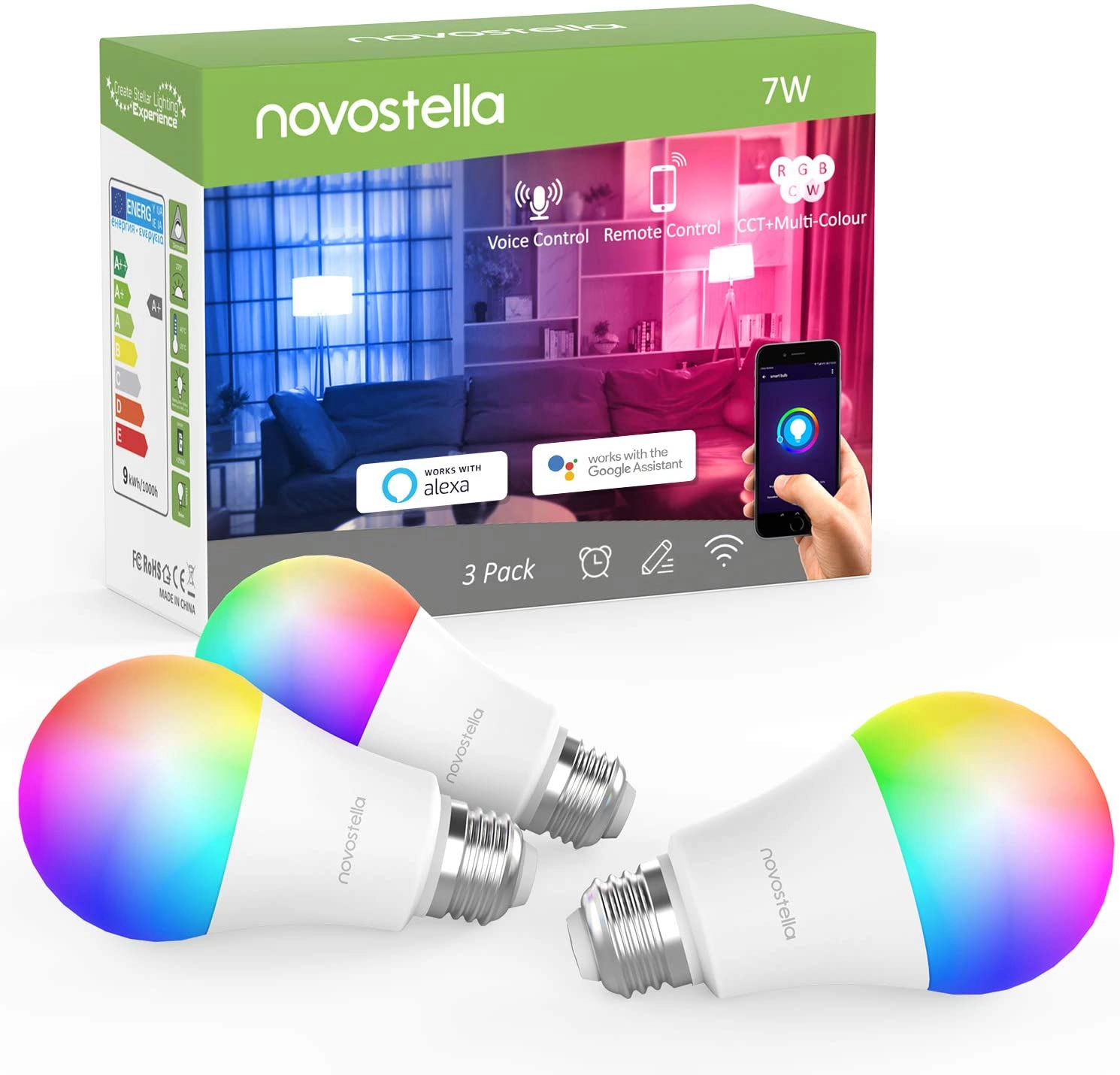 Novostella Smart LED Glühlampe E27 3er Set bei Amazon