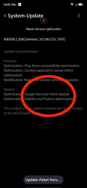 Nubia Red Magic OS Play Store Update
