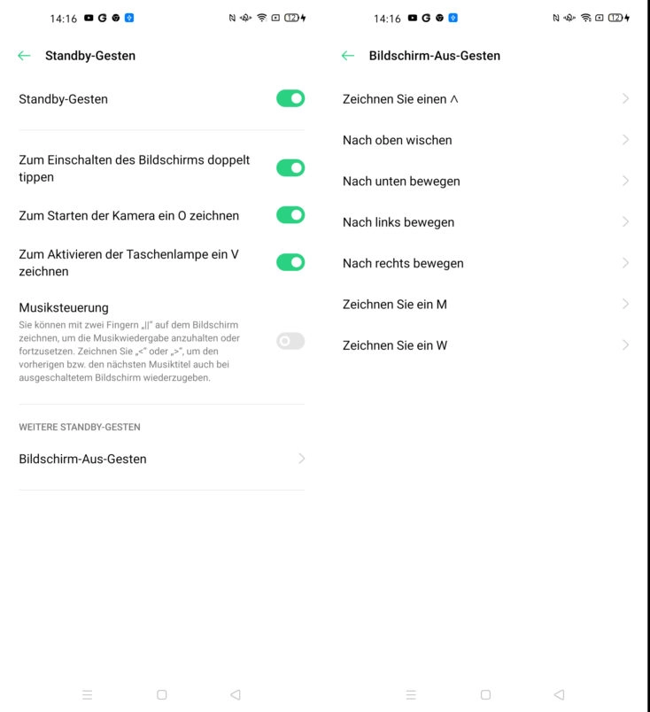 Oppo FInd X2 Pro Standby Gesten