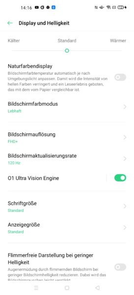 Oppo Find X2 Pro Displayeinstellungen