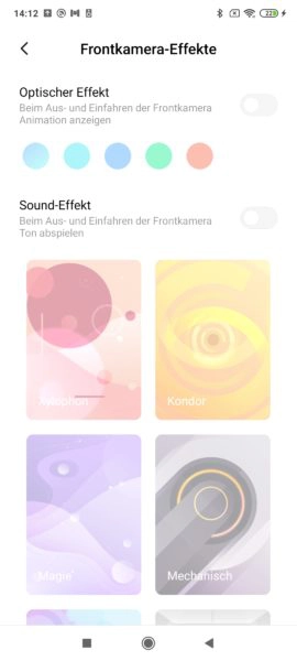 Poco F2 Pro Frontkamera Effekte Pop Up