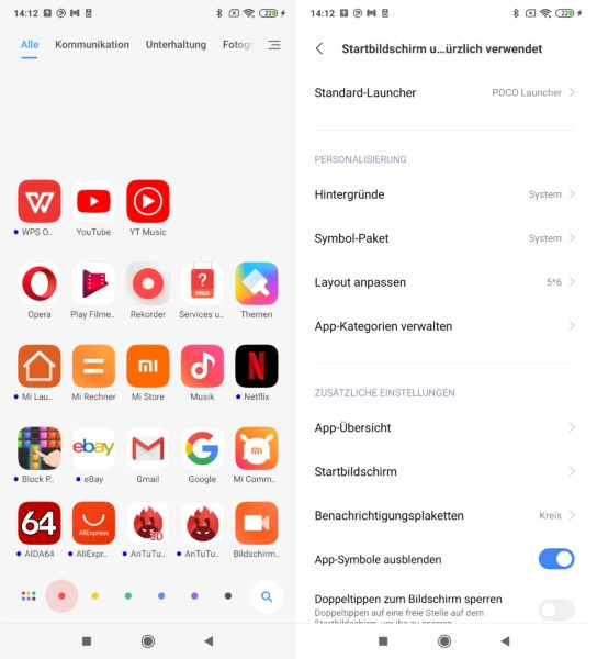 Poco F2 Pro Poco Launcher Einstellungen