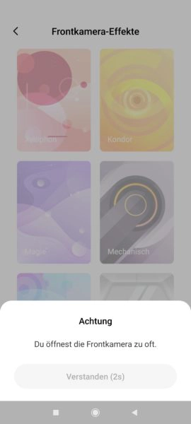 Poco F2 Pro Pop Up Kamera Warnung Screenshot