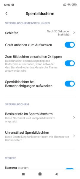 Redmi Note 9S Displayeinstellungen 2