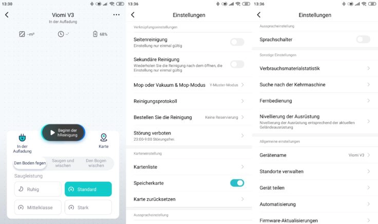 Viomi V3 Saugroboter Xiaomi Home App Einstellungen