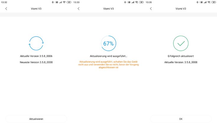 Viomi V3 Saugroboter Xiaomi Home App Firmware-Update durchfuehren
