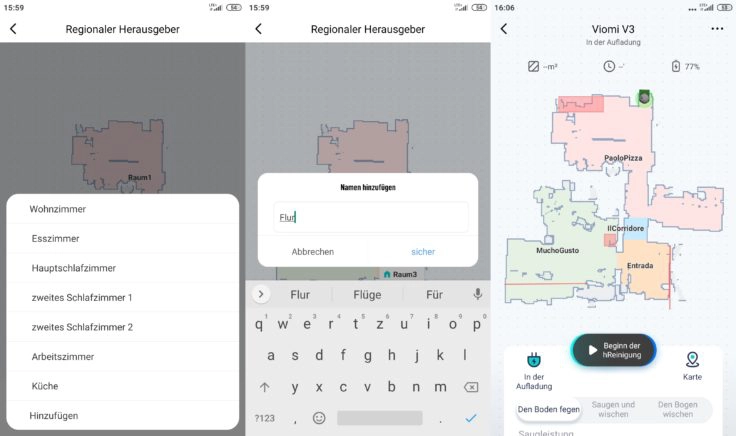 Viomi V3 Saugroboter Xiaomi Home App selektive Raumeinteilung Raumbenennung