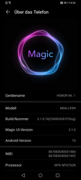 Honor 9A Smartphon MagicUI Betriebssystem