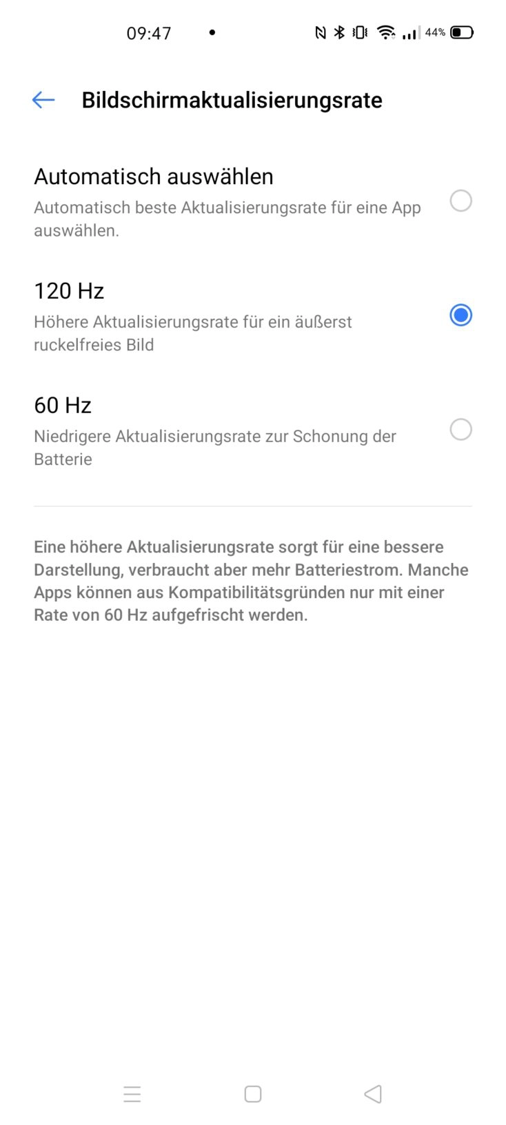 Realme X3 SuperZoom 120 Hz Einstellung