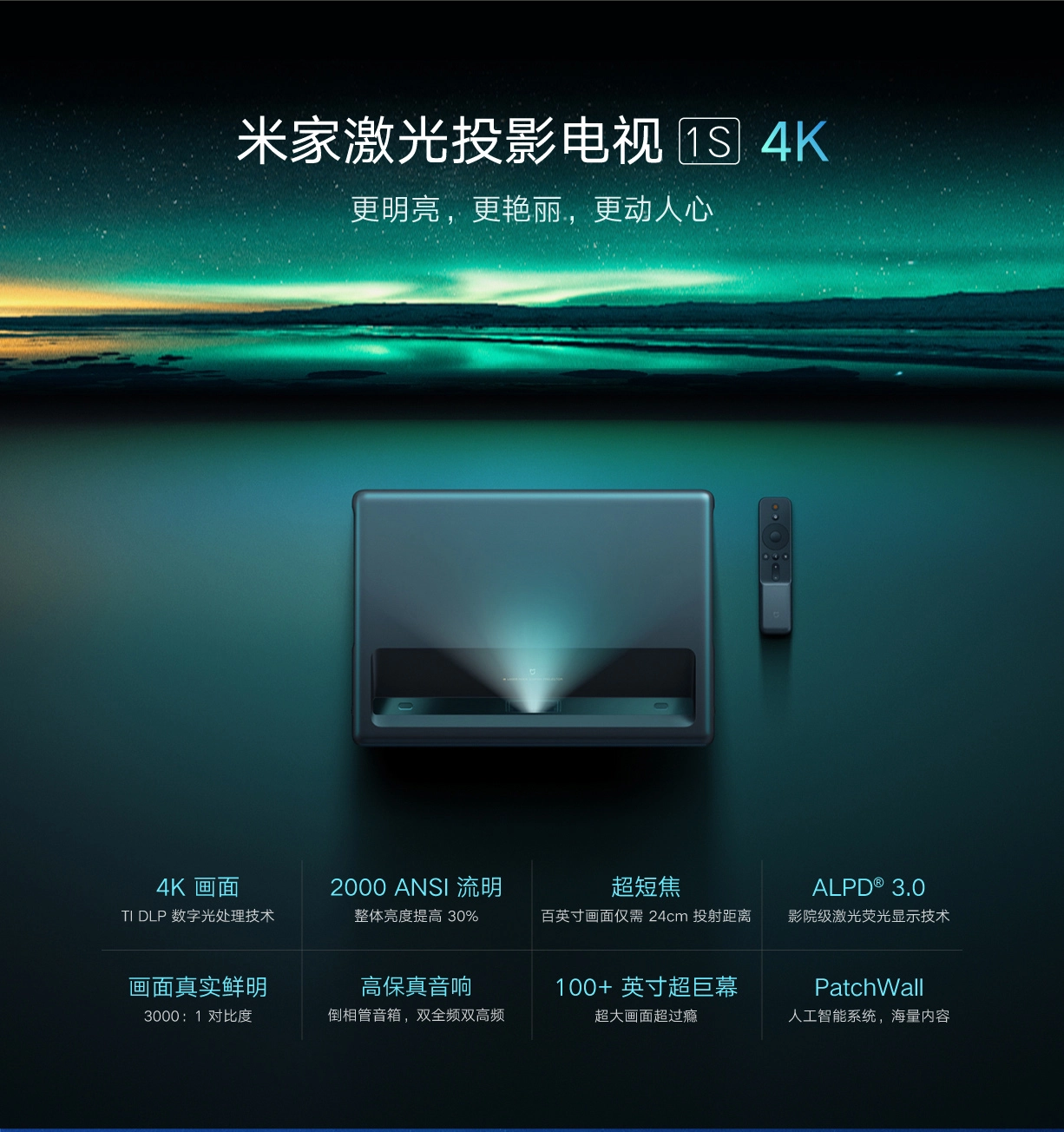 Xiaomi Mi Laser Projector 1S 4K mit 2.000 ANSI Lumen Helligkeit