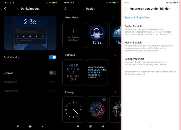 Xiaomi Mi Note 10 Lite Dark Mode Always On Display Randeingaben