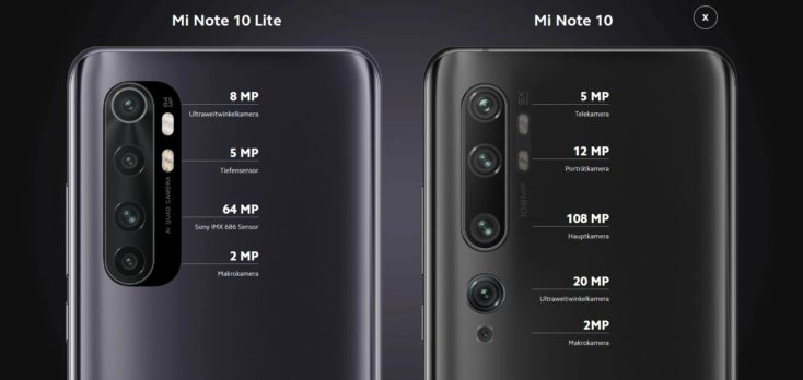 Xiaomi Mi Note 10 Lite vs Mi Note 10 Kamera