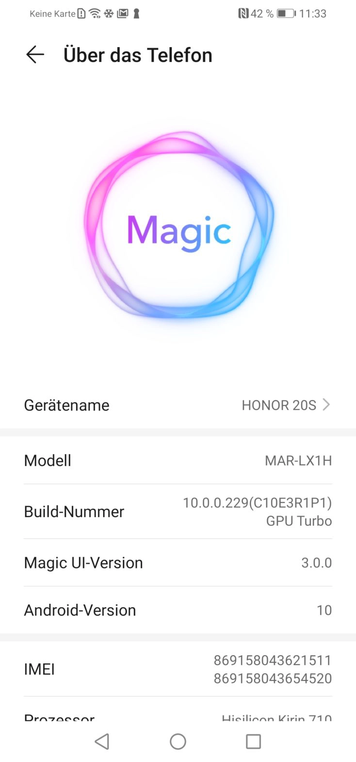 Honor 20S Magic UI