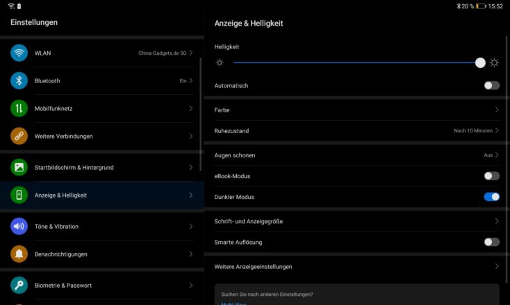 Huawei Matepad Displayeinstellungen