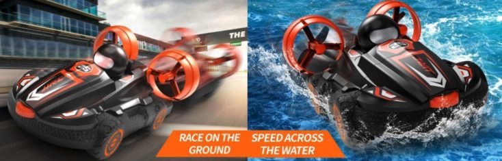 Amphibien RC-Fahrzeug fährt ganz schnell und schwimmt auch