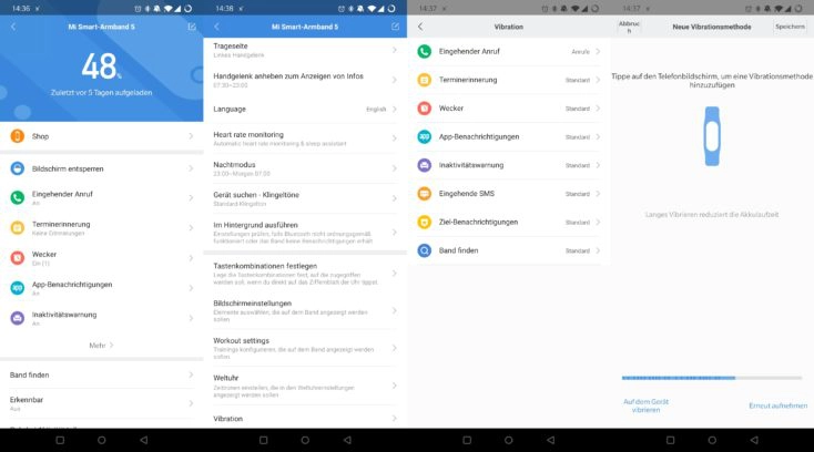 Xiaomi Mi Band 5 Mi Fit App Band Einstellungen Vibrationsmuster