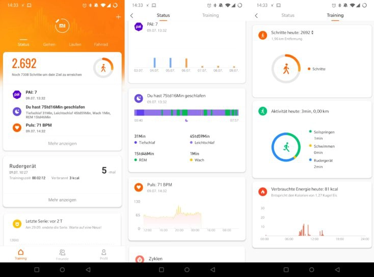 Xiaomi Mi Band 5 Mi Fit App Training Status