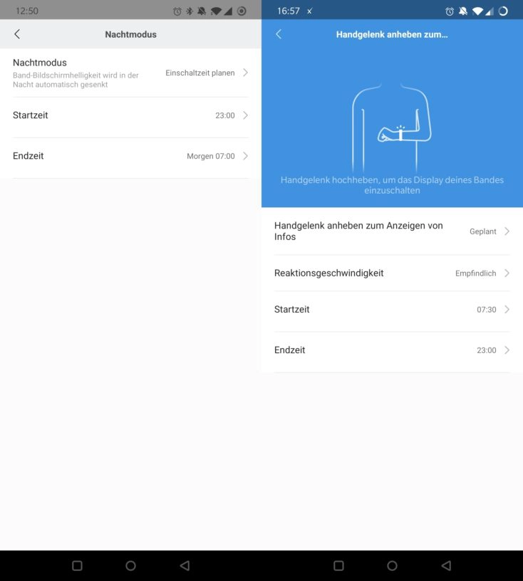 Xiaomi Mi Band 5 Nachtmodus Handgelenk anheben