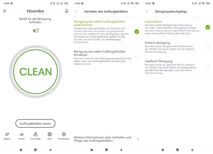 iRobot Roomba s9+ Saugroboter App Home Interface