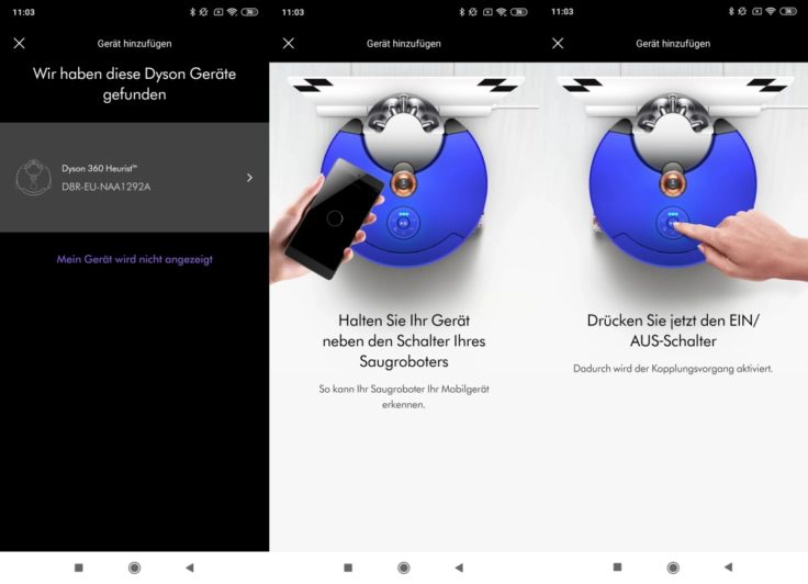 Dyson 360 Heurist Saugroboter App Einbindung WLAN