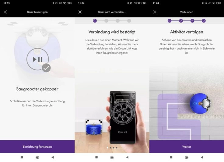 Dyson 360 Heurist Saugroboter App Einbindung WLAN Steuerung