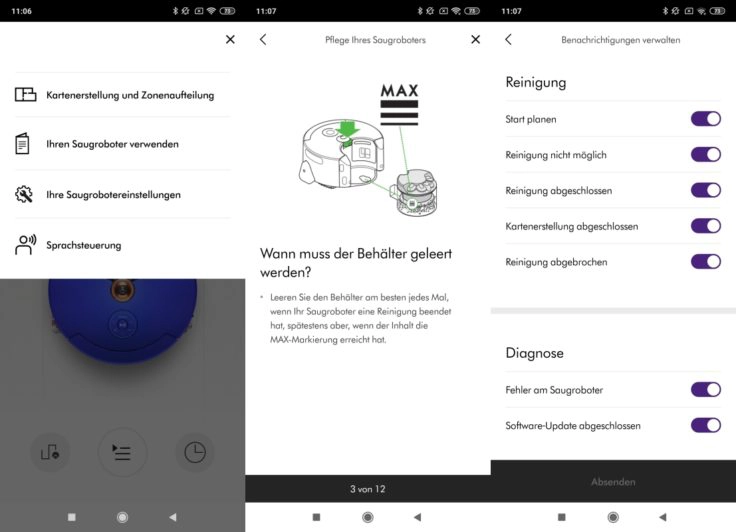 Dyson 360 Heurist Saugroboter App Einstellungen