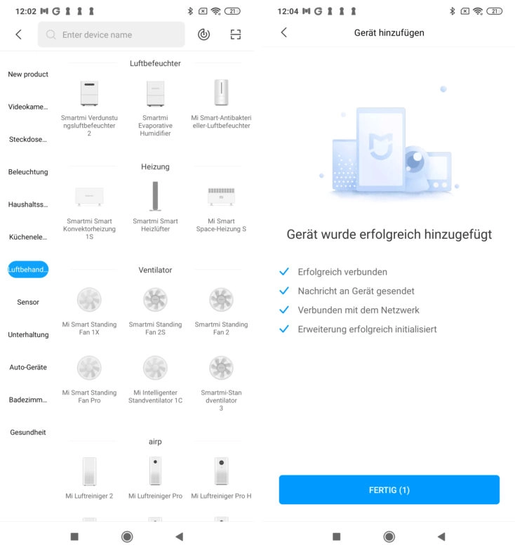 Xiaomi Mi Fan 1C App Einrichtung