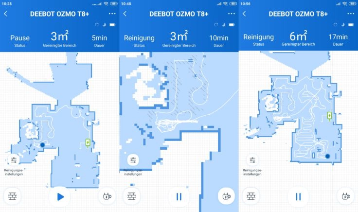 Ecovacs Deebot Ozmo T8 Saugroboter App erste Reinigung Mapping