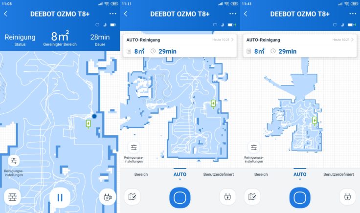 Ecovacs Deebot Ozmo T8 Saugroboter App erste Reinigung Mapping Karte