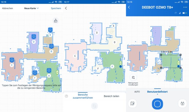 Ecovacs Deebot Ozmo T8 Saugroboter App selektive Raumeinteilung Bereiche
