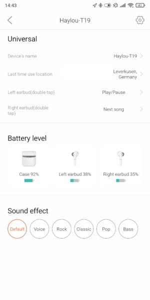 Haylou T19 Kopfhoerer App Uebersicht