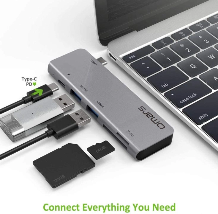 Omars 5 in 1 USB-C Hub an Notebook