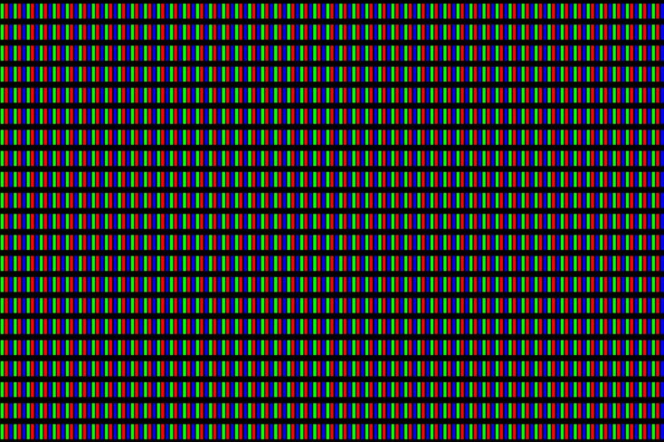 LCD screen pixels triads closeup