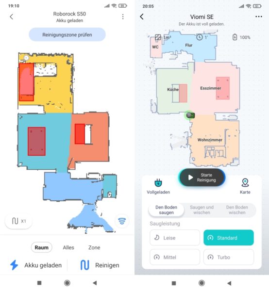 Viomi SE Pro Saugroboter App Mapping selektive Raumeinteilung