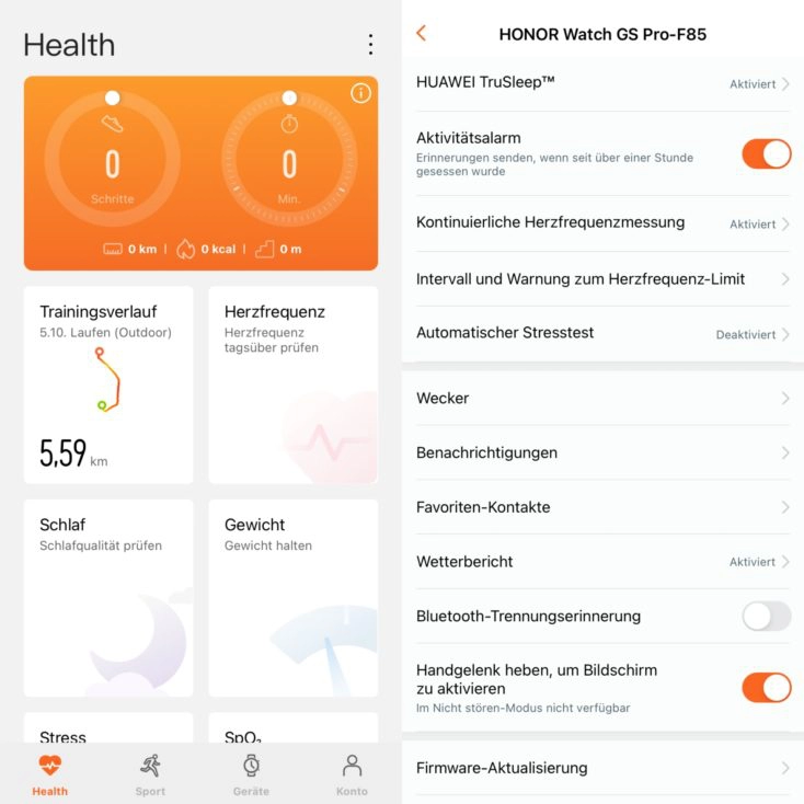 Honor Watch GS Pro Huawei Health App