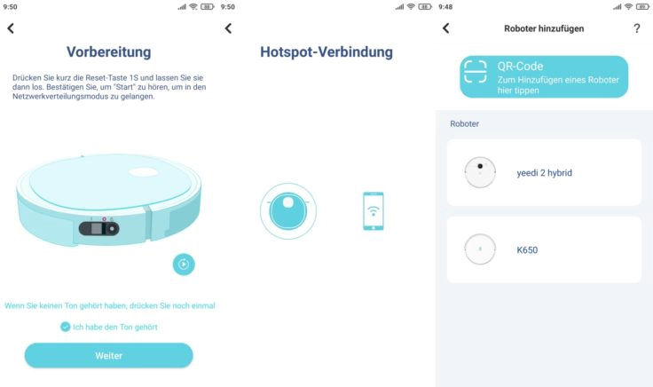 Yeedi K650 Saugroboter App WLAN-Einbindung