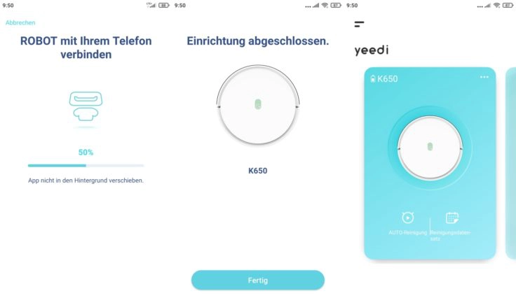 Yeedi K650 Saugroboter App WLAN-Einbindung