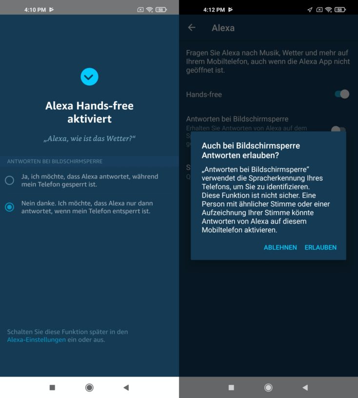Amazon Alexa Hands Free Sperrbildschirm