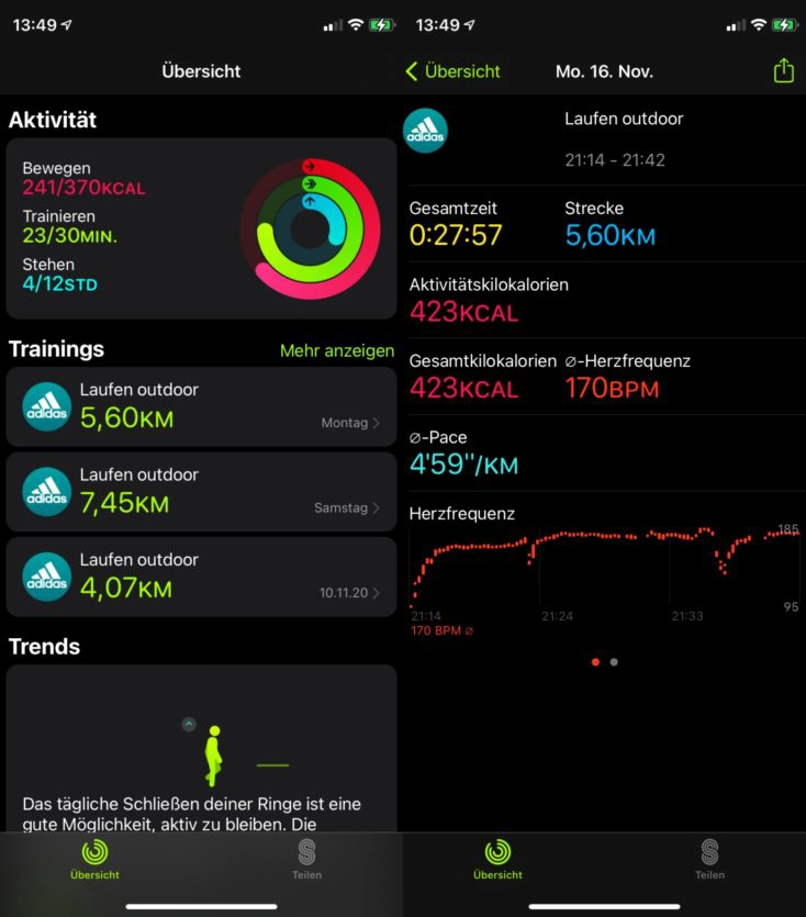 Apple Watch SE Akvtivitaeten App