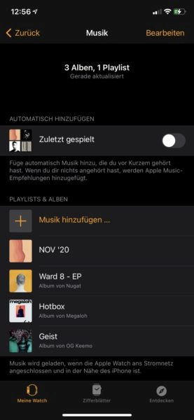 Apple Watch SE Musik Einstellungen