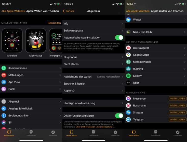 Apple Watch SE Watch App Einstellungen