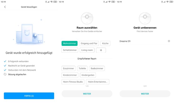 Dreame D9 Saugroboter Xiaomi Home App WLAN eingebunden