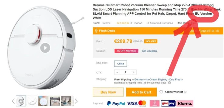 Dreame D9 Saugroboter EU-Version Geekbuying